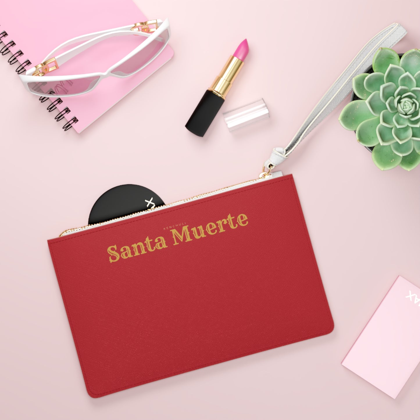 Red Santa Muerte Clutch