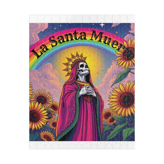 La Santa Muerte Jigsaw Puzzle — Colorful Sunflower Spiritual Art (110/252/520/1014 pcs)