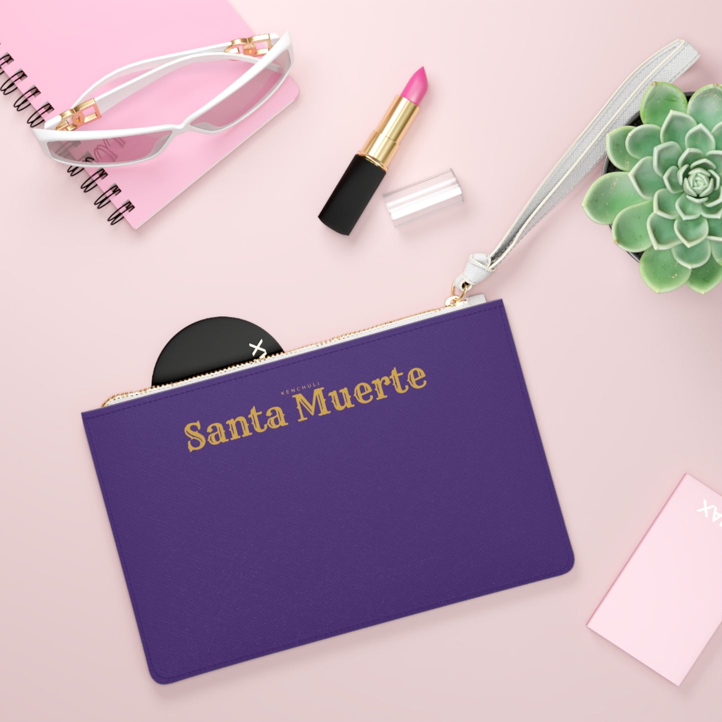 Purple Santa Muerte Clutch