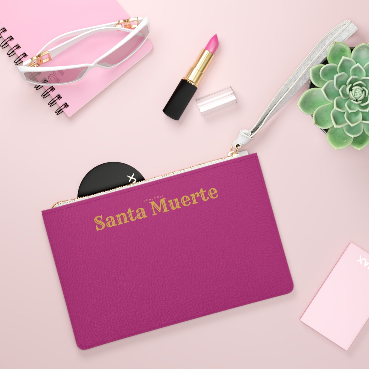 Pink Santa Muerte Clutch