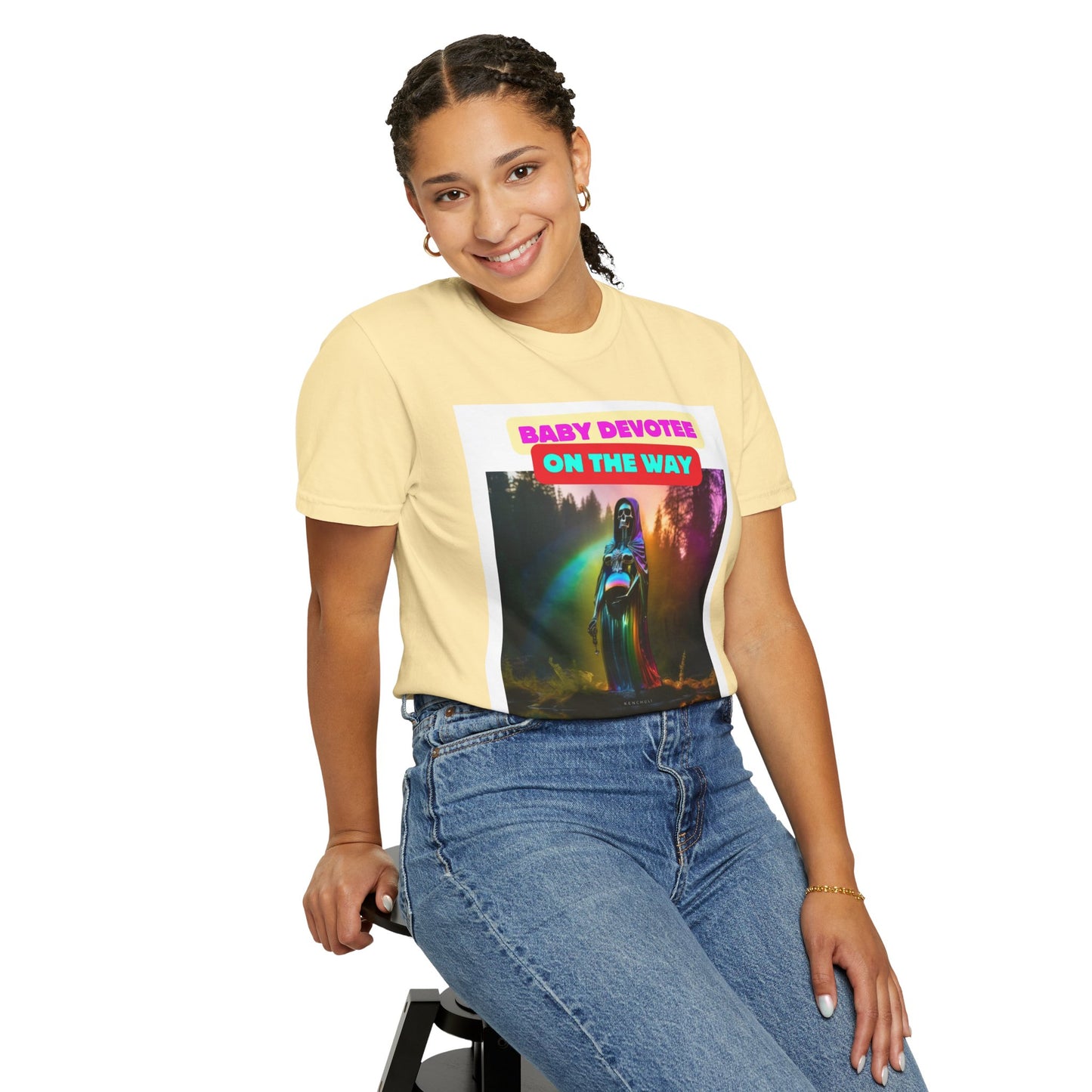 Santa Muerte Baby Devotee T-shirt (front image)