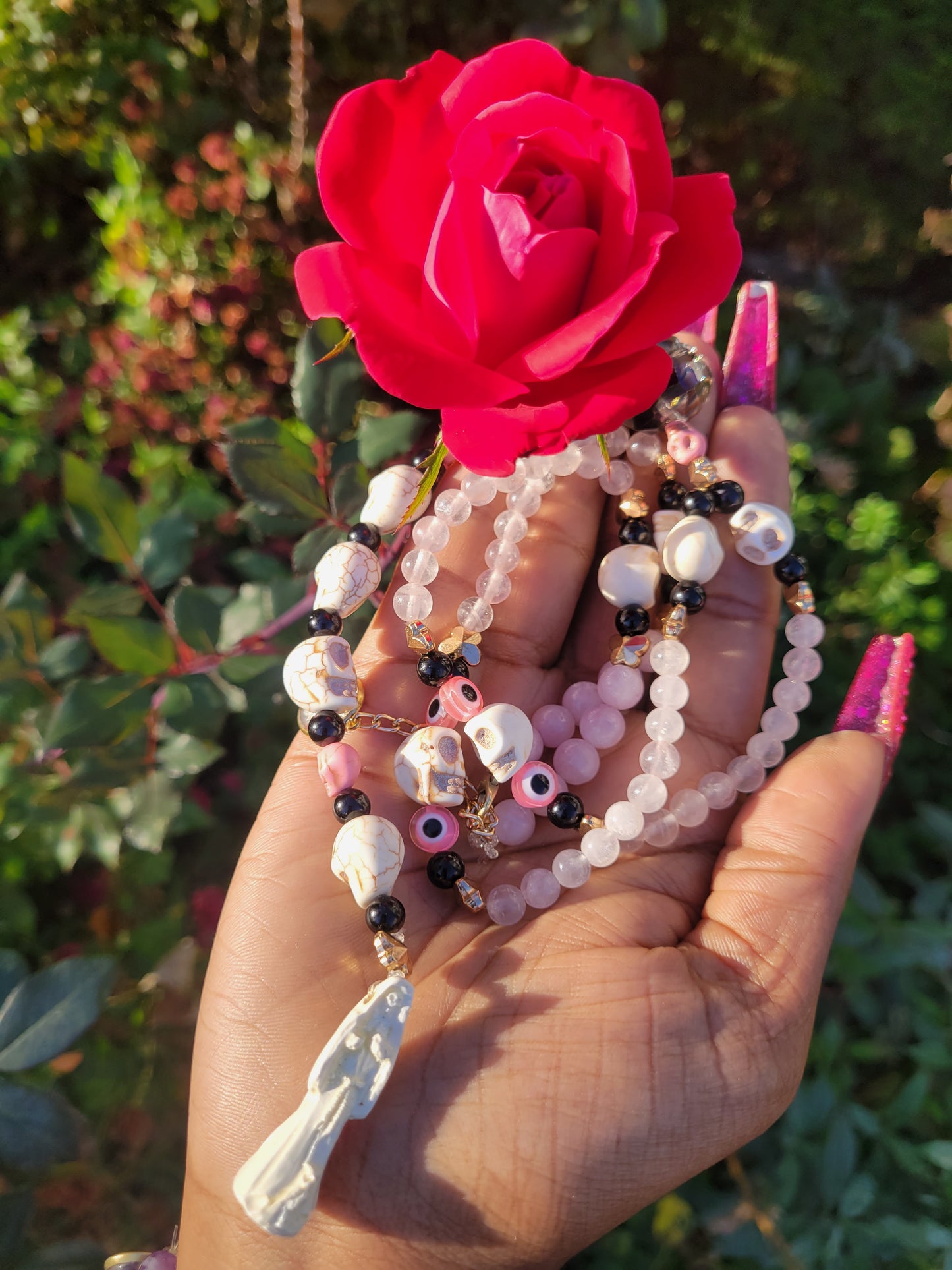 Santa Muerte Crystal Rosary