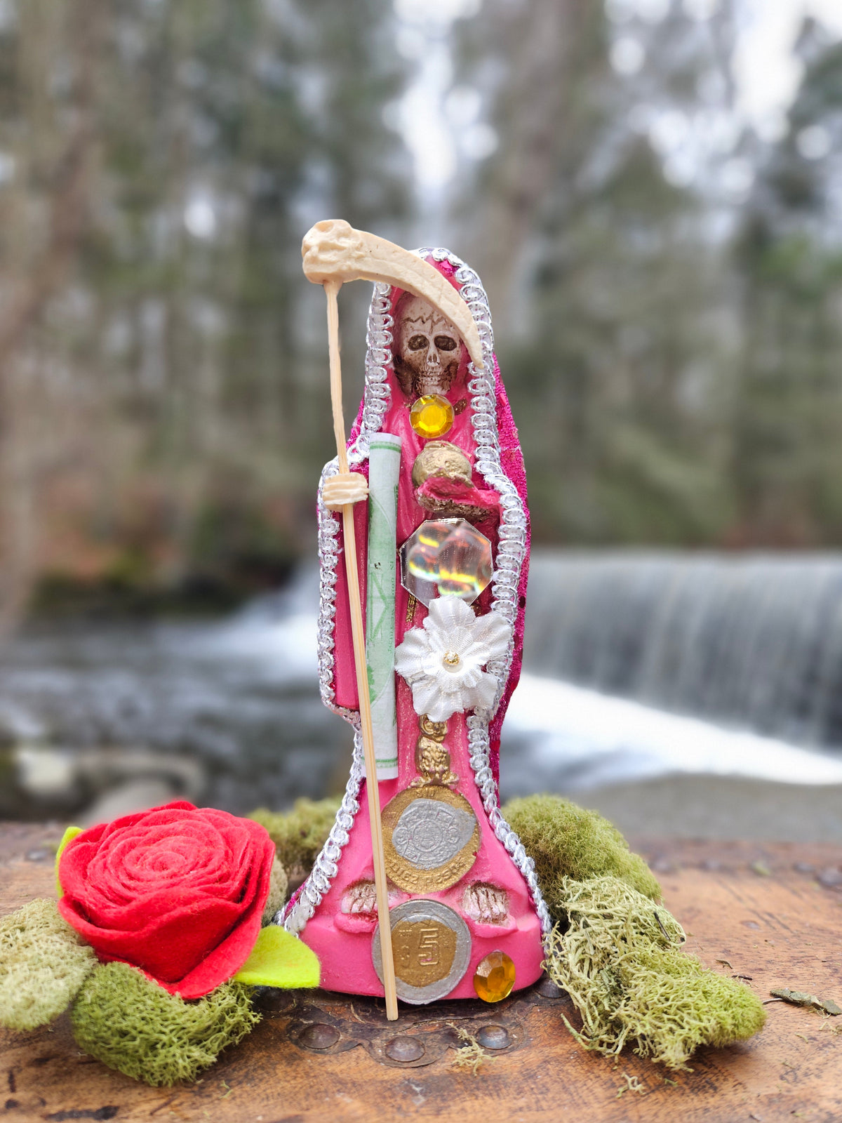 8 " Pink Robe Santa Muerte Statue
