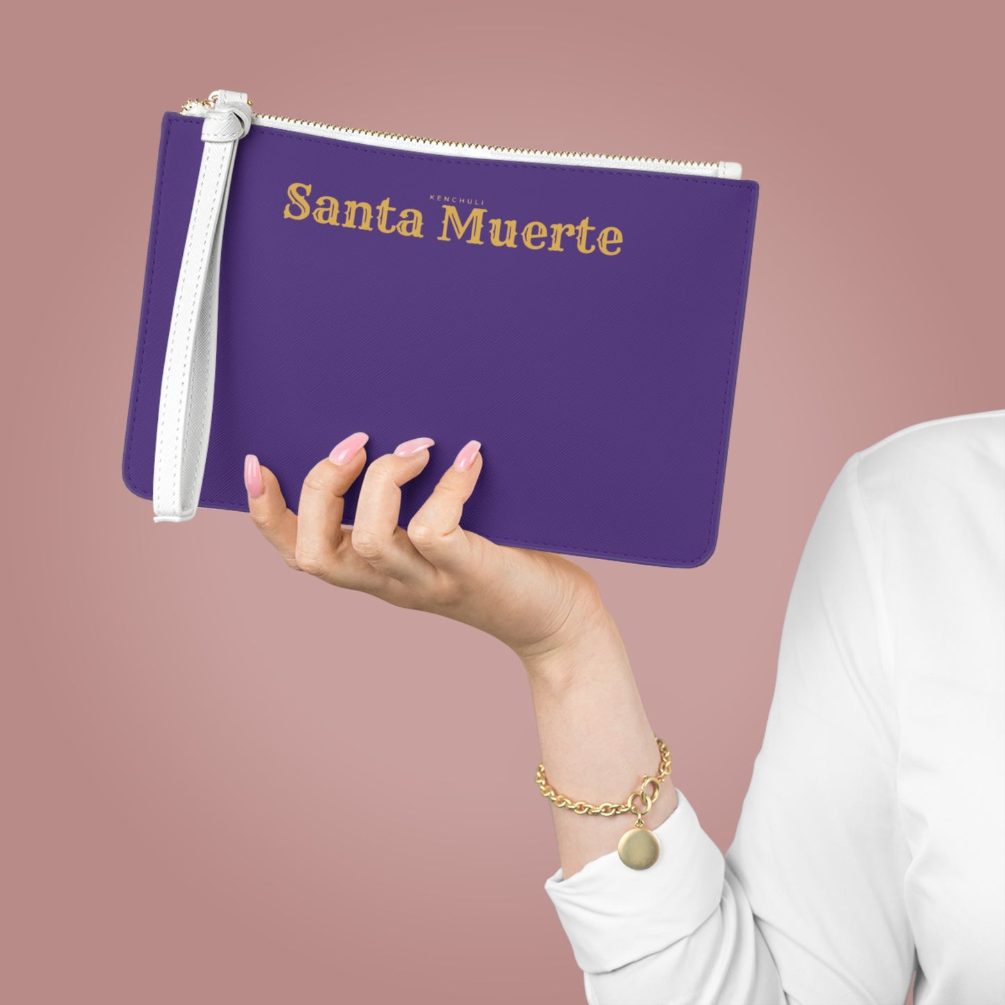 Purple Santa Muerte Clutch