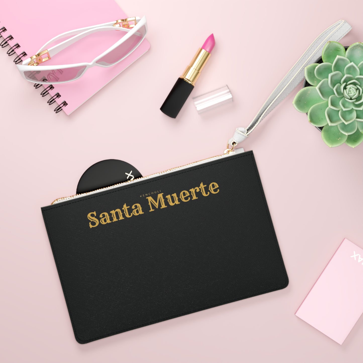 Black Santa Muerte Clutch