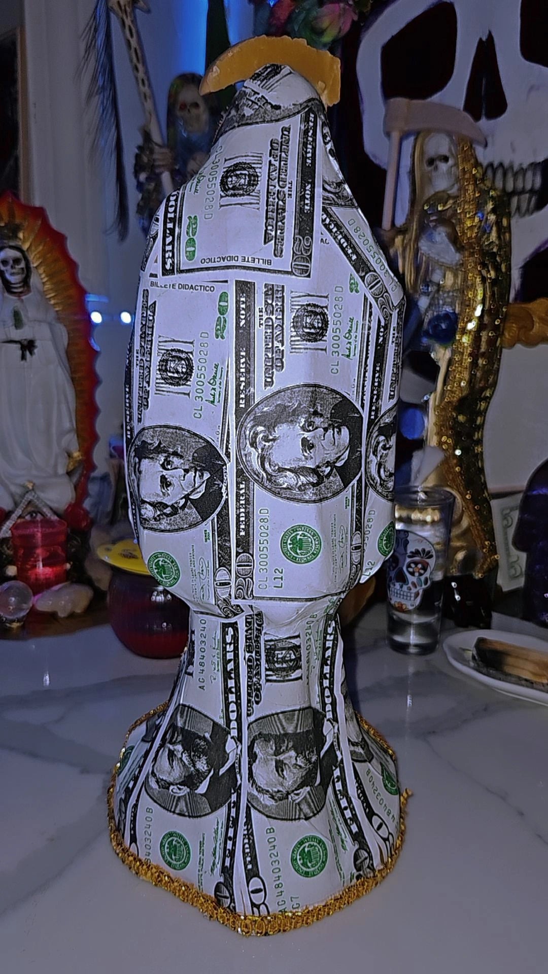 12 " Dinero Robe Santa Muerte Statue