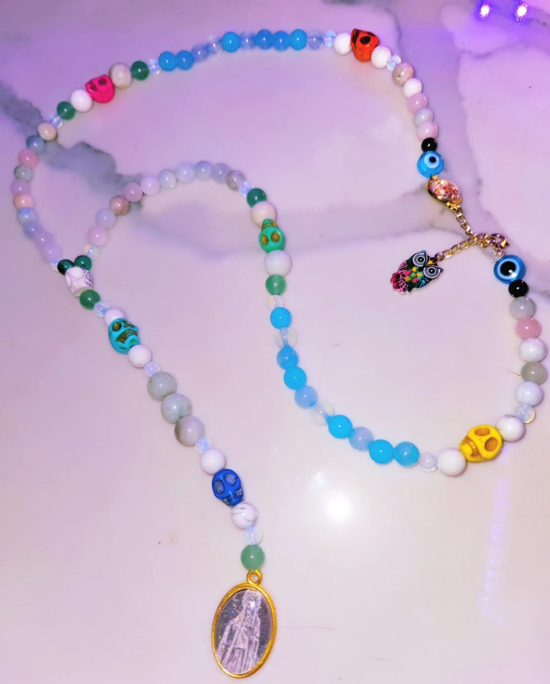 Santa Muerte Crystal Rosary