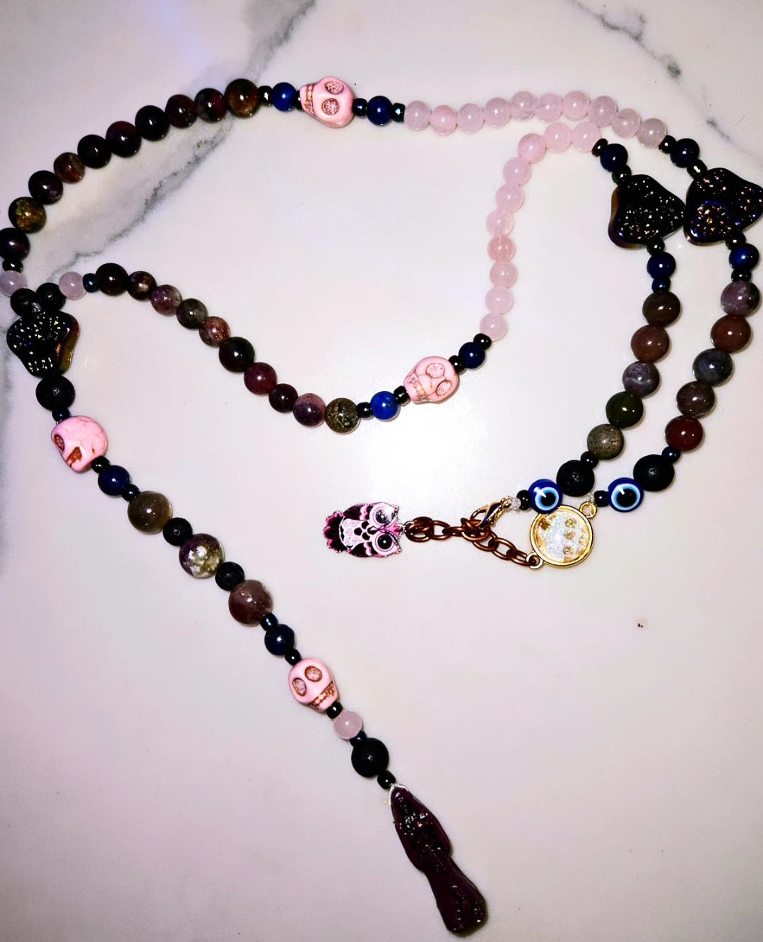 Santa Muerte Crystal Rosary