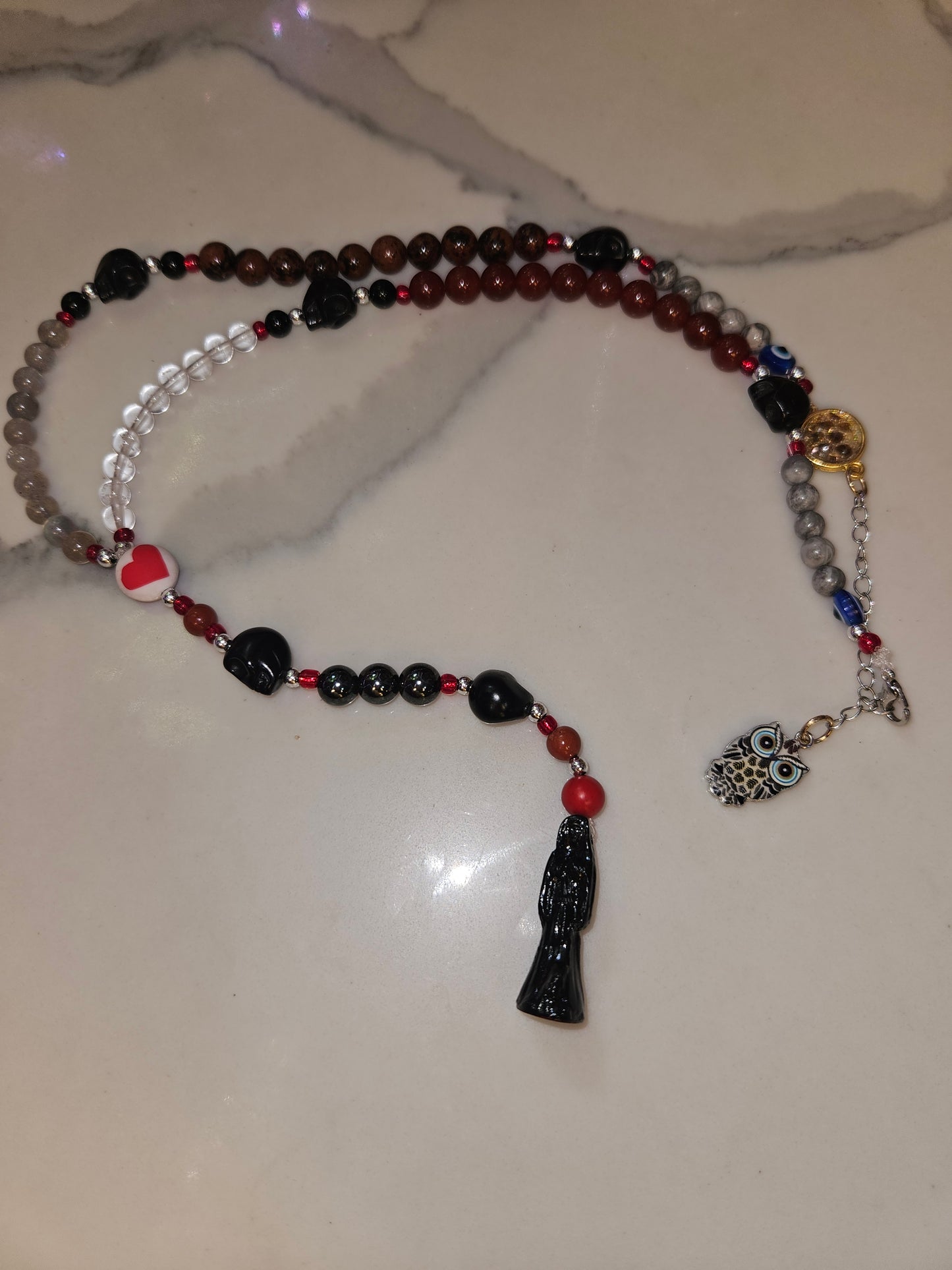Santa Muerte Crystal Rosary