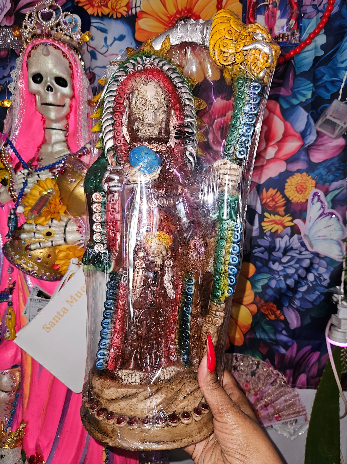 17" Metallic Indigenous Santa Muerte Statue