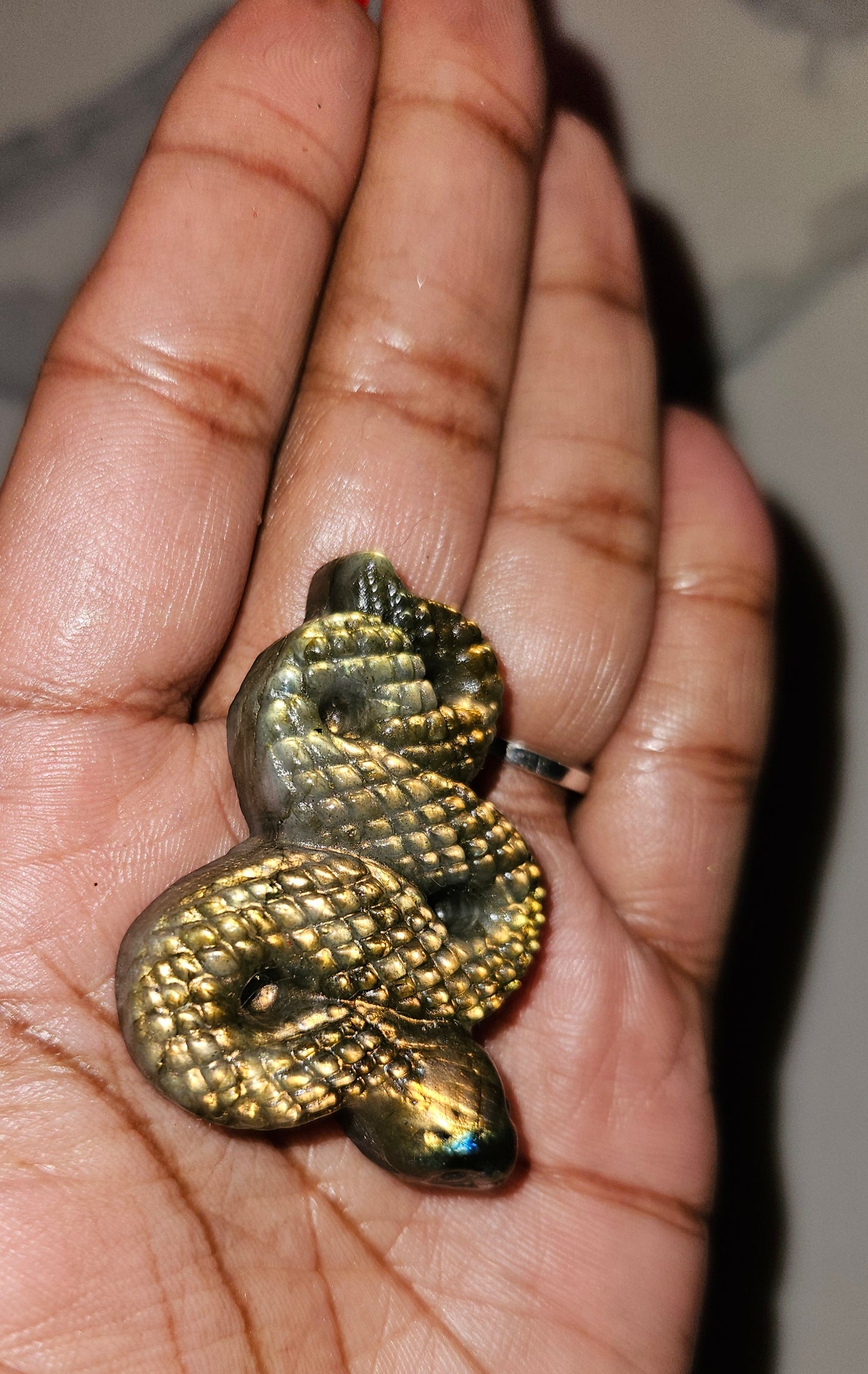 Hand-Carved Labradorite Snake