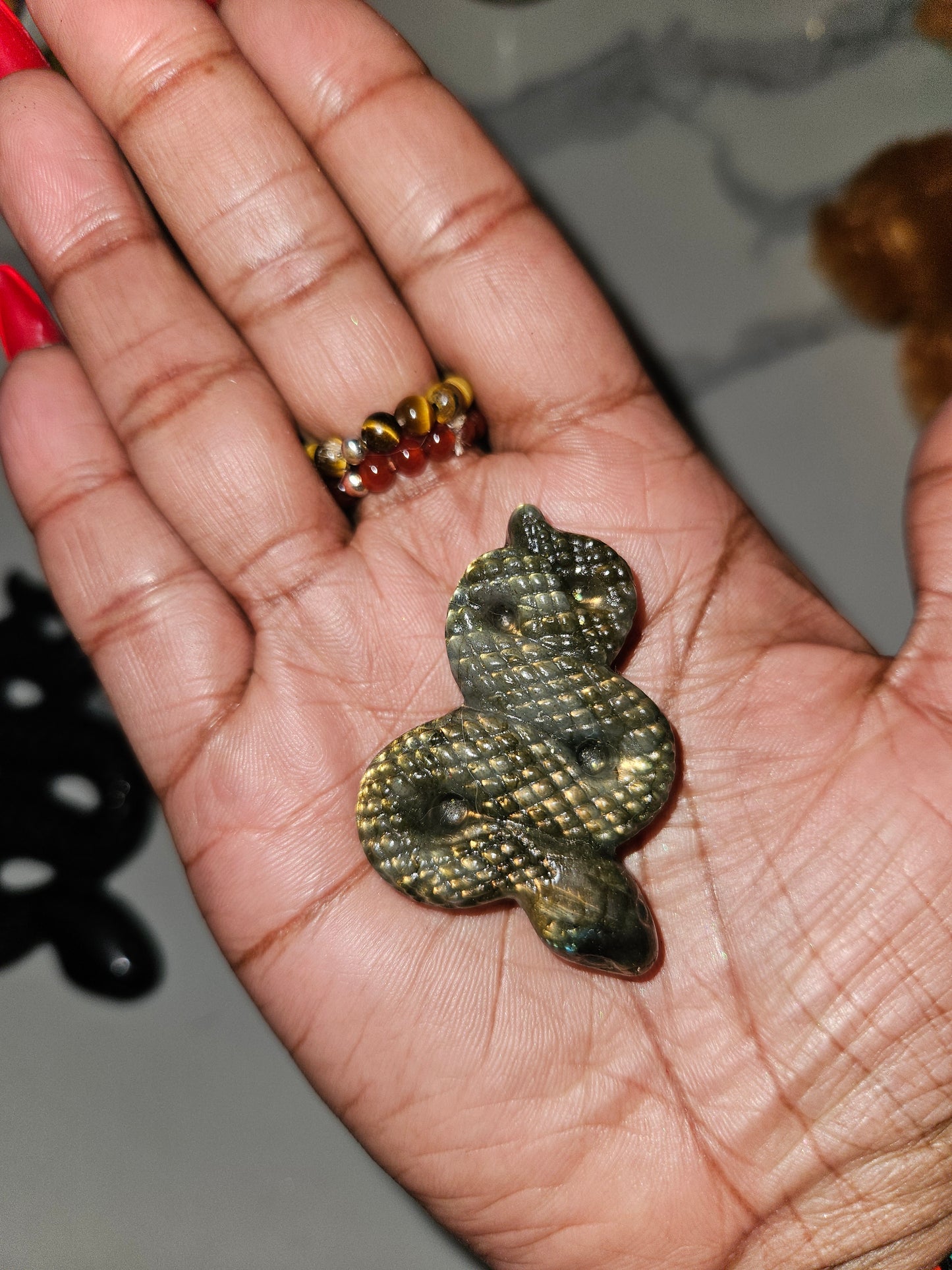 Hand-Carved Crystal Snake