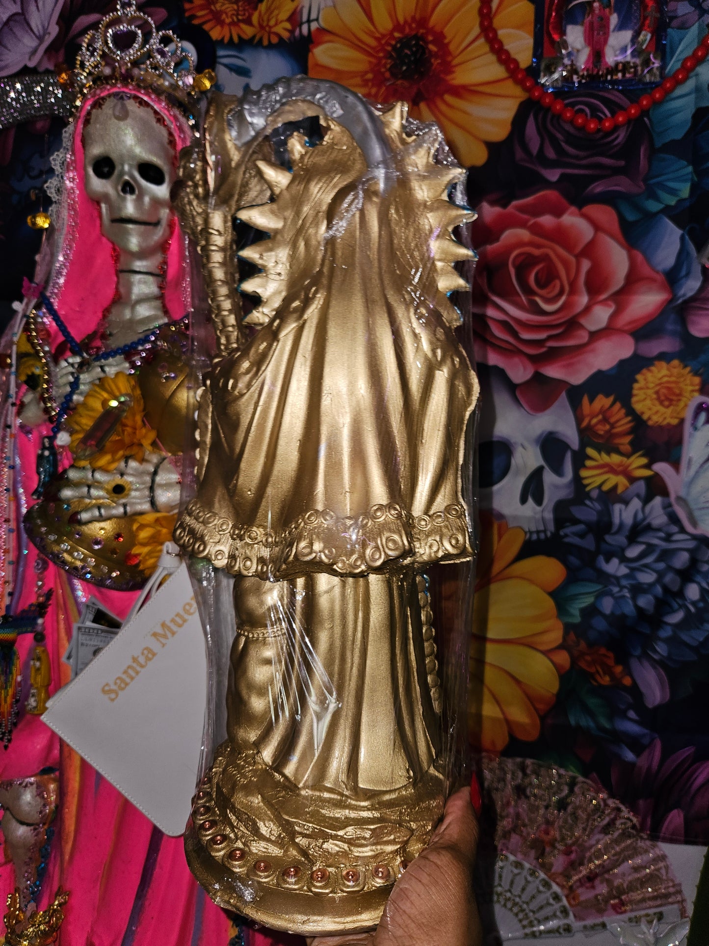 17" Metallic Indigenous Santa Muerte Statue