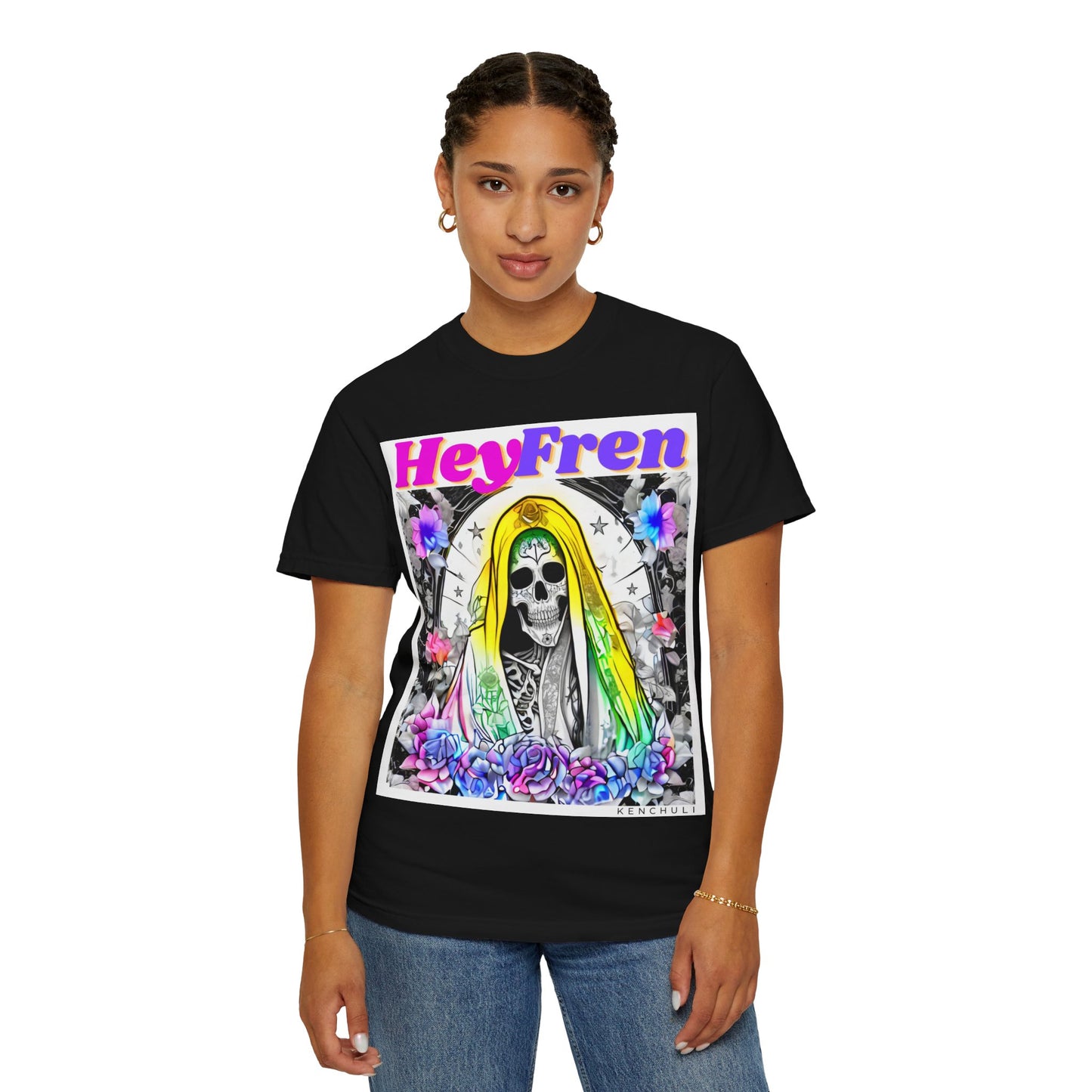 Santa Muerte Hey Fren T-shirt (front Image)