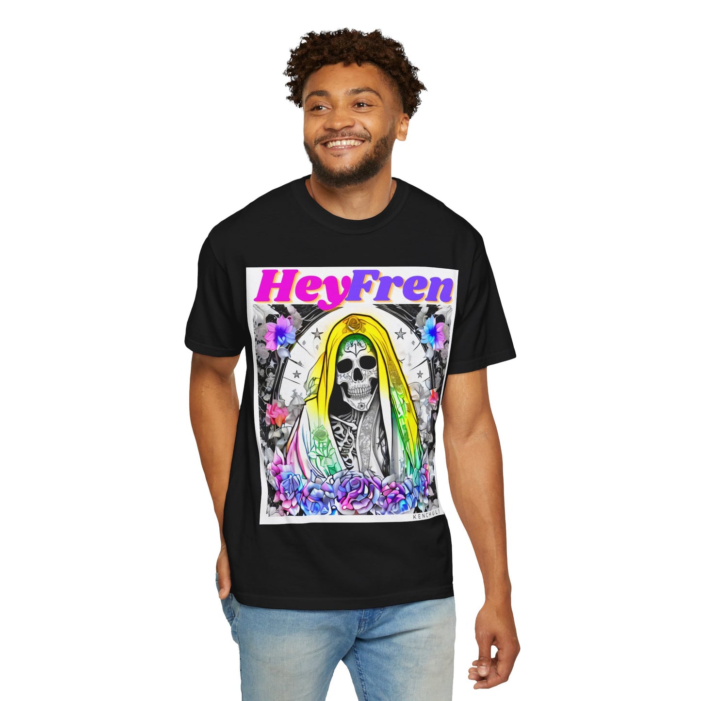 Santa Muerte Hey Fren T-shirt (front Image)