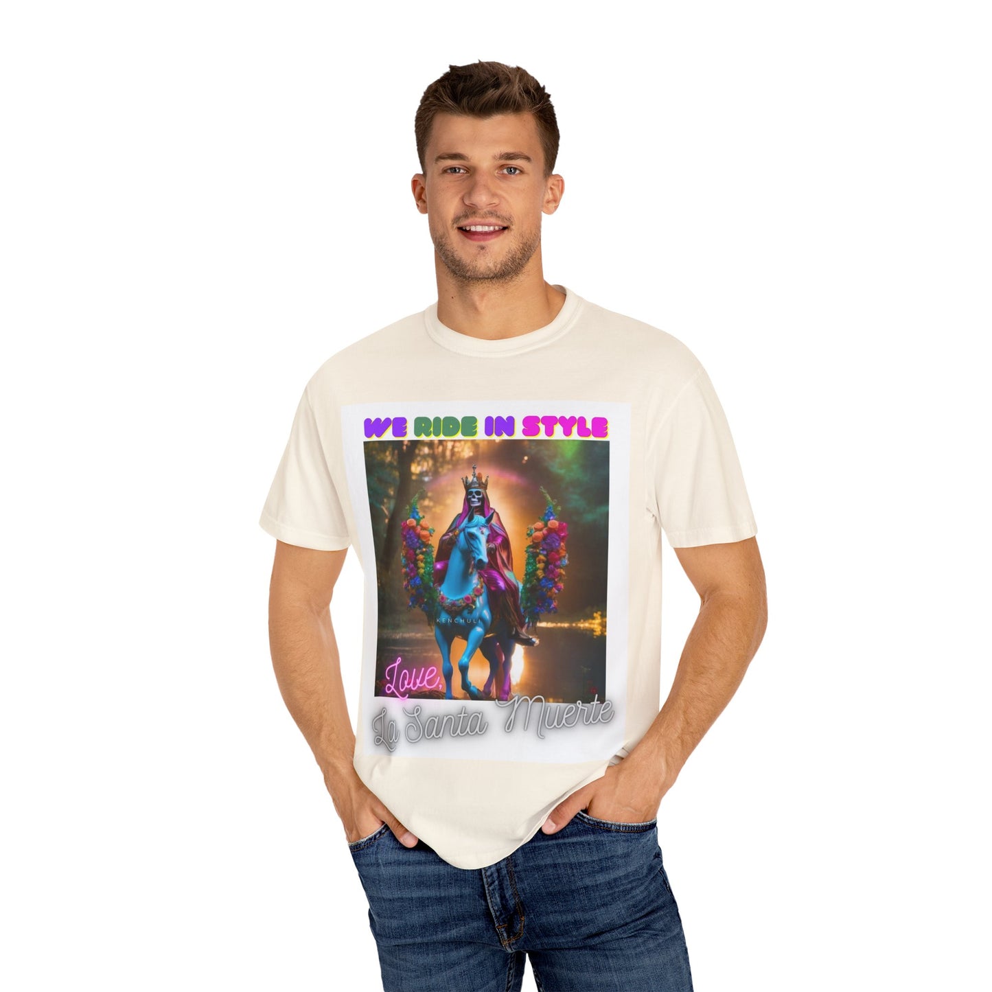 Santa Muerte Ride in Style T-Shirt (front image)