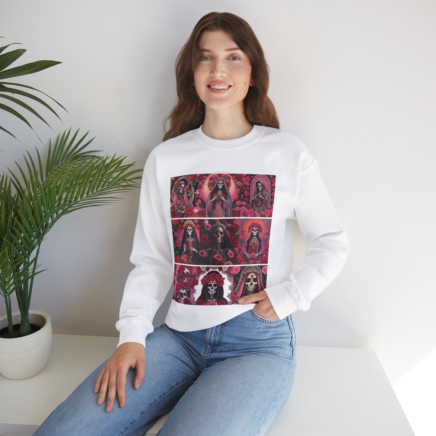 Santa Muerte Flores Crewneck Sweatshirt