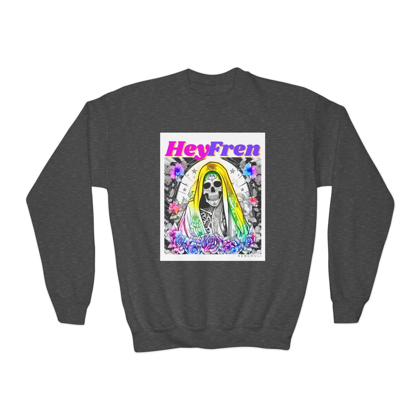 Kids "Hey Fren" Santa Muerte Crewneck Sweatshirt