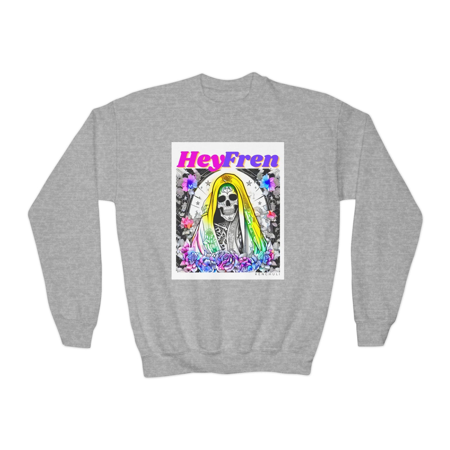 Kids "Hey Fren" Santa Muerte Crewneck Sweatshirt