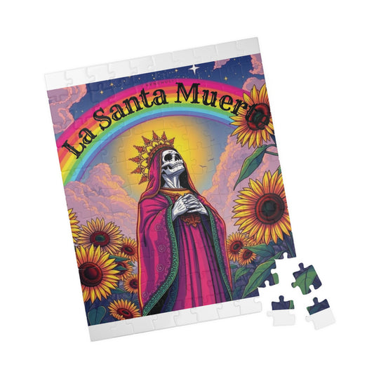 La Santa Muerte Jigsaw Puzzle — Colorful Sunflower Spiritual Art (110/252/520/1014 pcs)