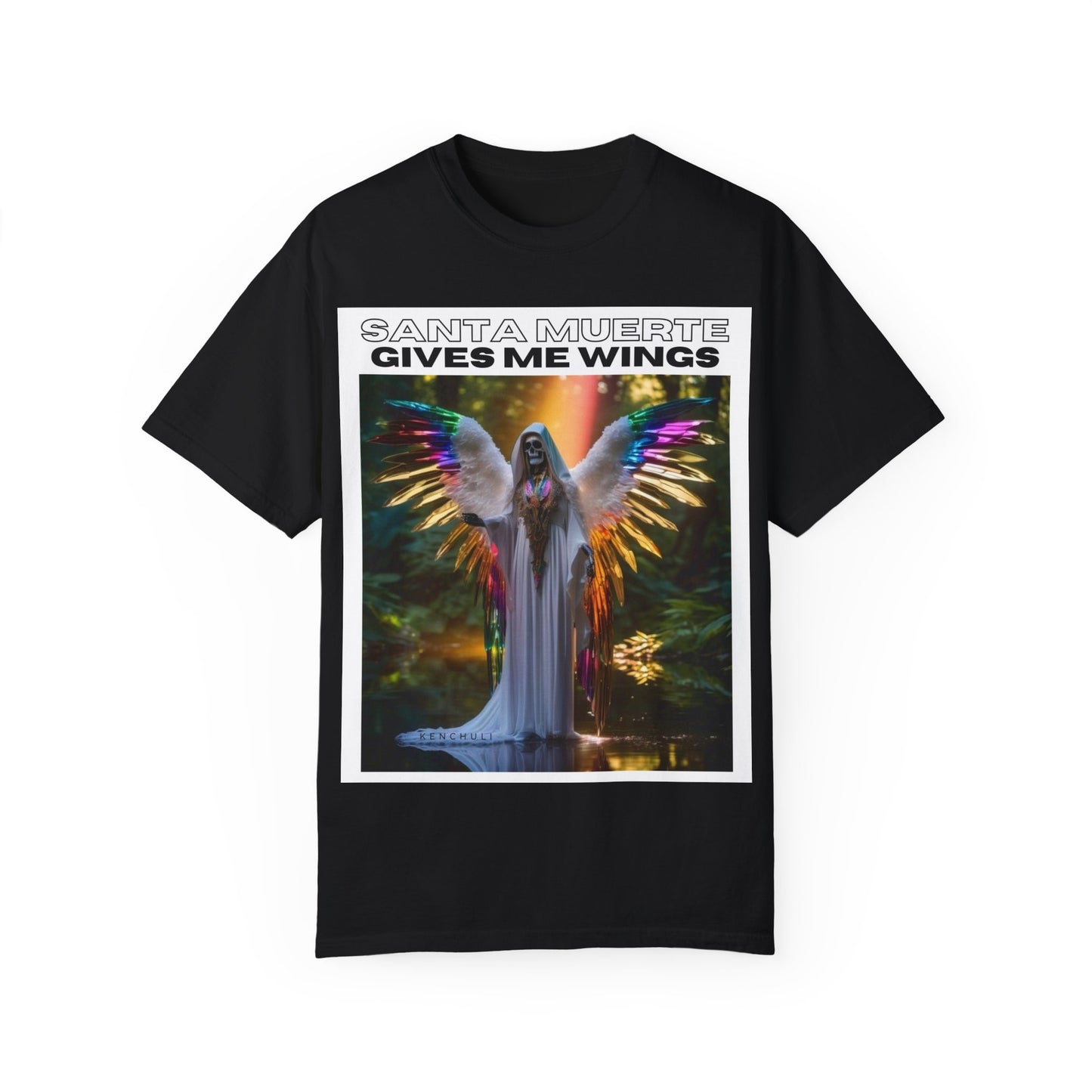 Santa Muerte Winged T-shirt (front image)