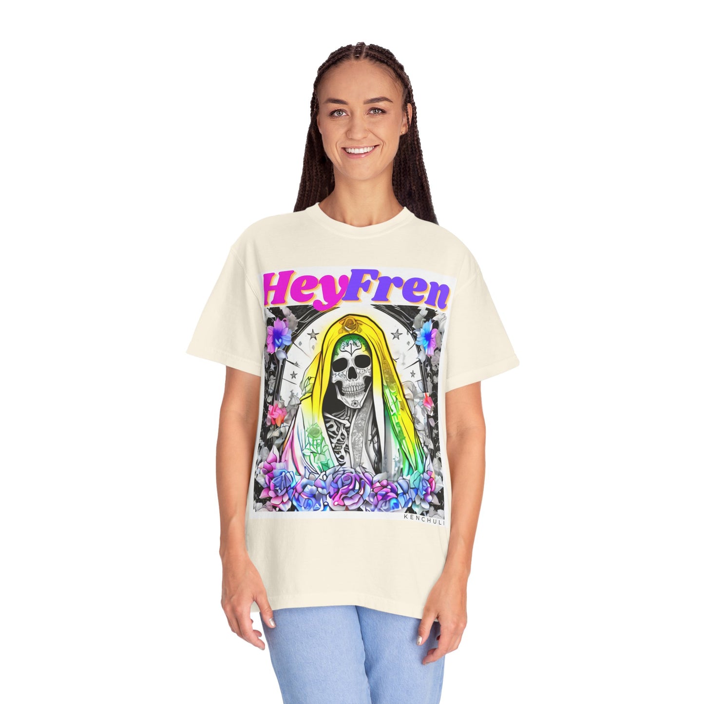 Santa Muerte Hey Fren T-shirt (front Image)