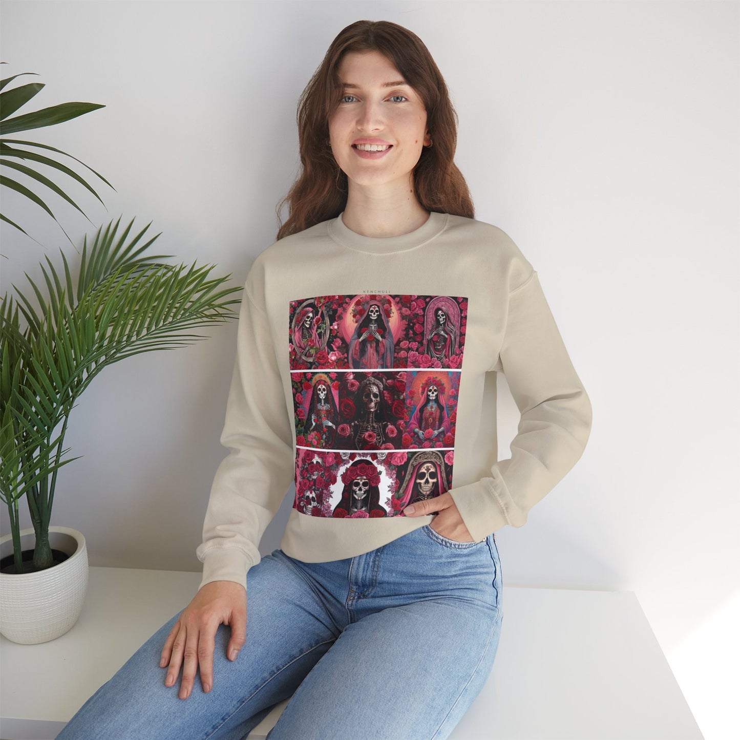 Santa Muerte Flores Crewneck Sweatshirt