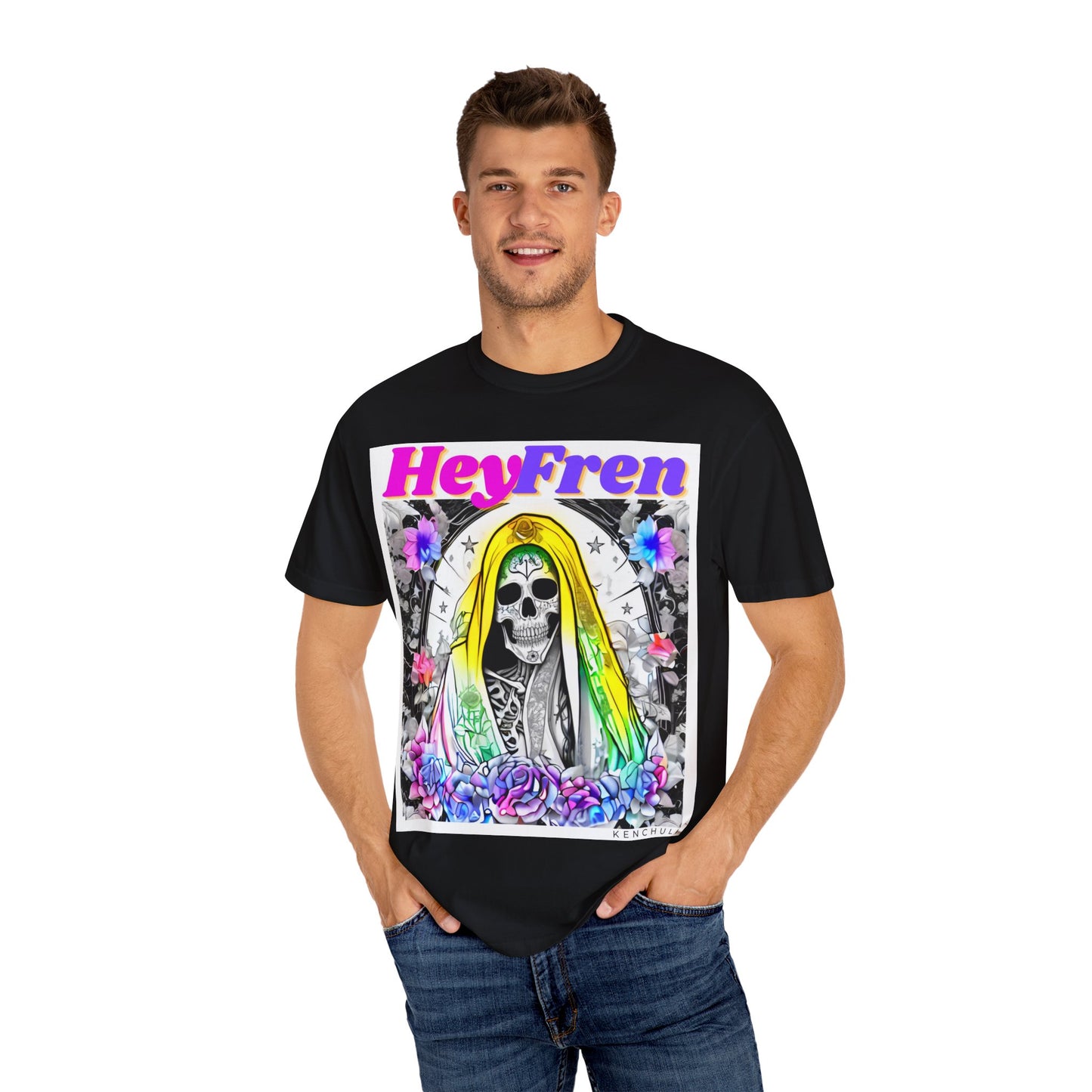 Santa Muerte Hey Fren T-shirt (front Image)