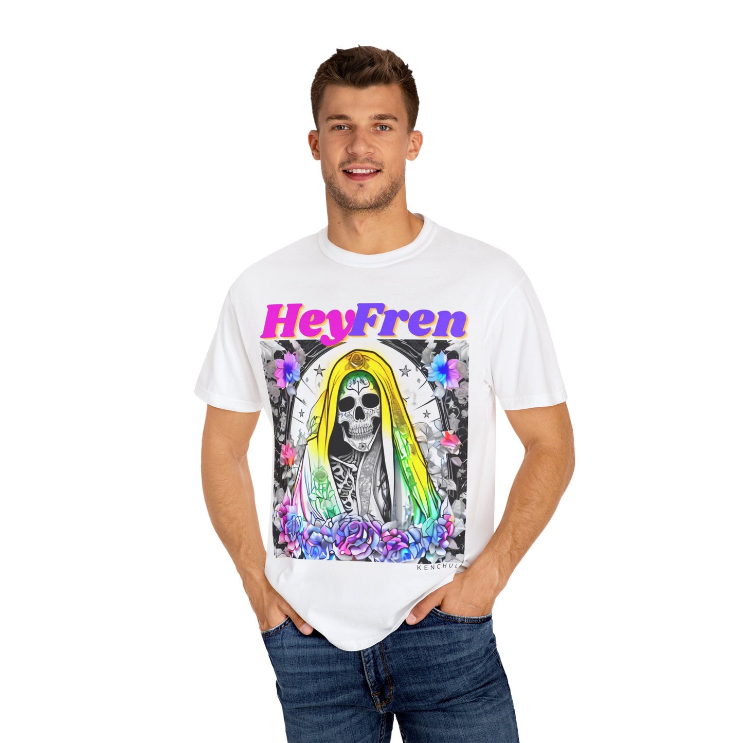 Santa Muerte Hey Fren T-shirt (front Image)