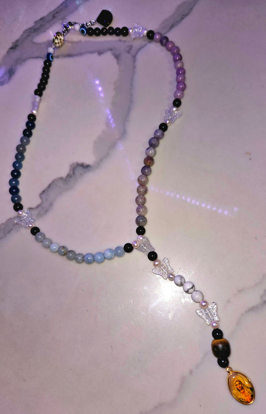 La Virgin Maria Crystal Rosary