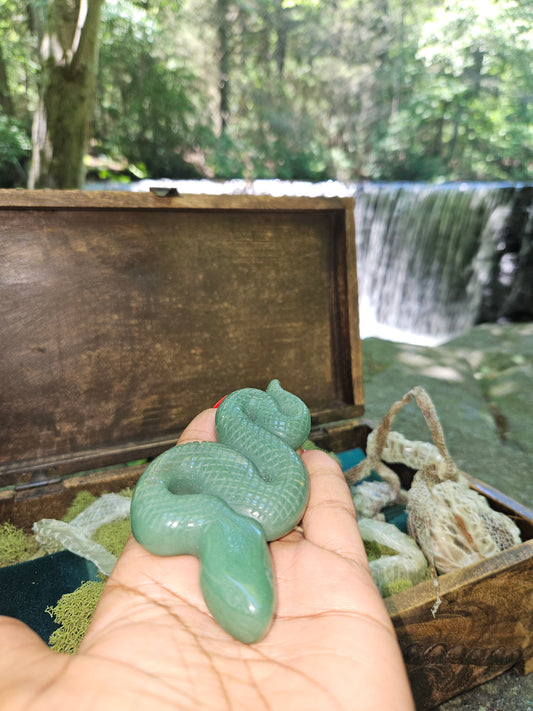 Hand-Carved Crystal Snake