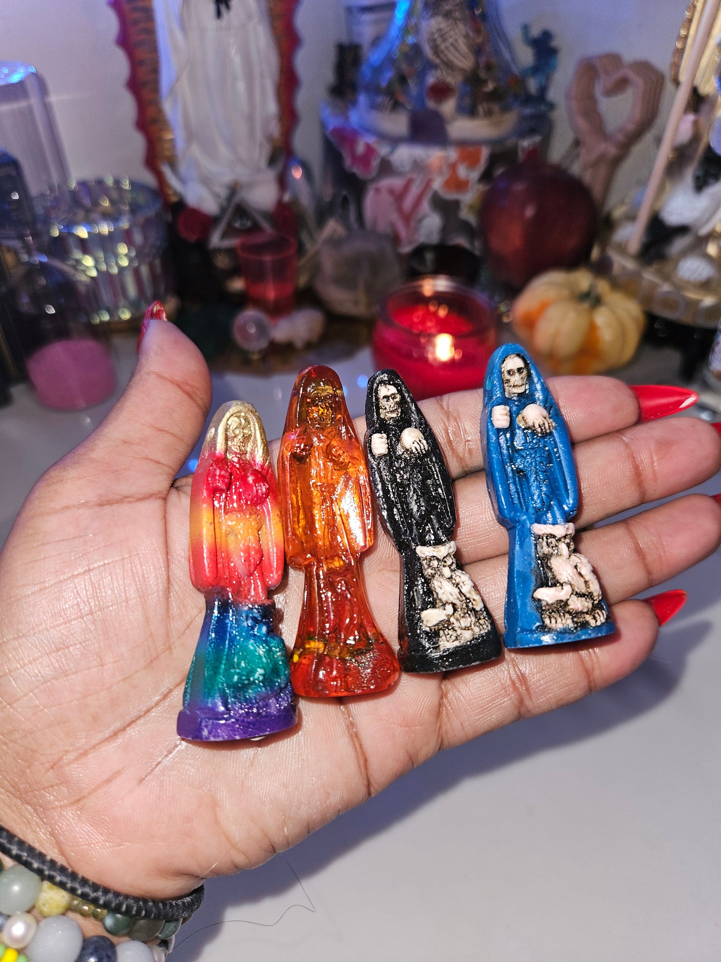 Santa Muerte Crystal Maso(Large Necklace/Rosary)