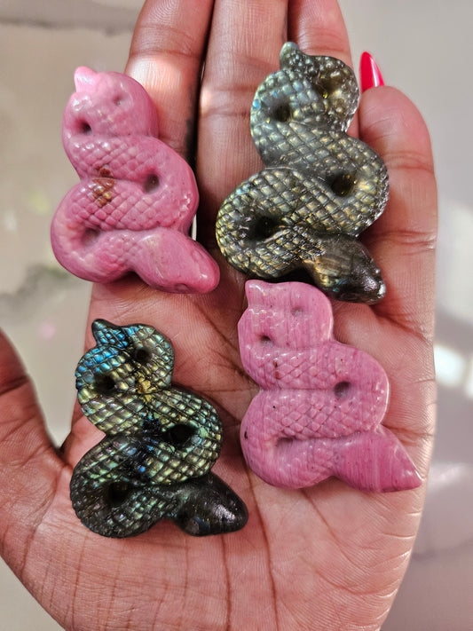 Hand-Carved Crystal Snake