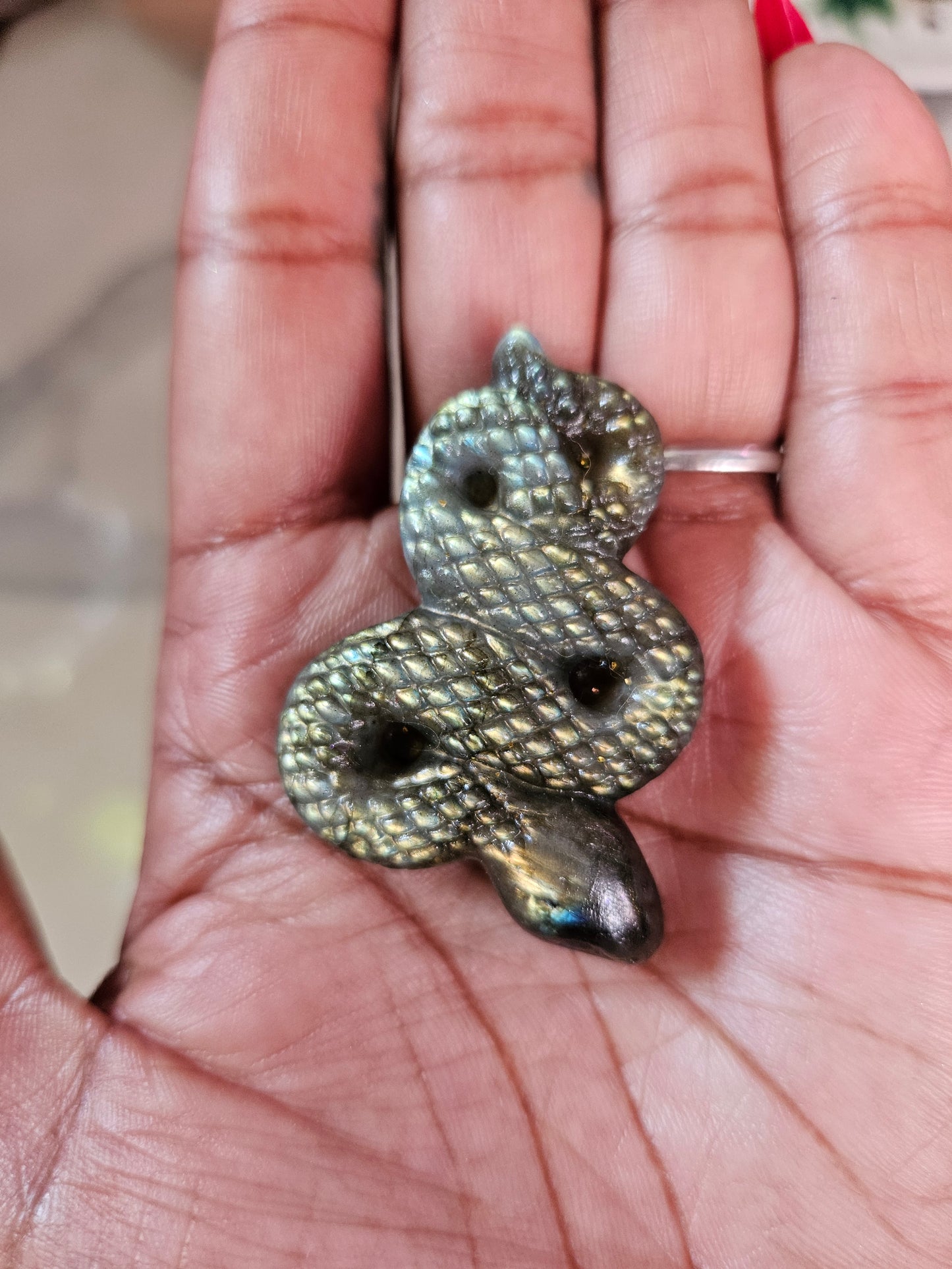 Hand-Carved Crystal Snake