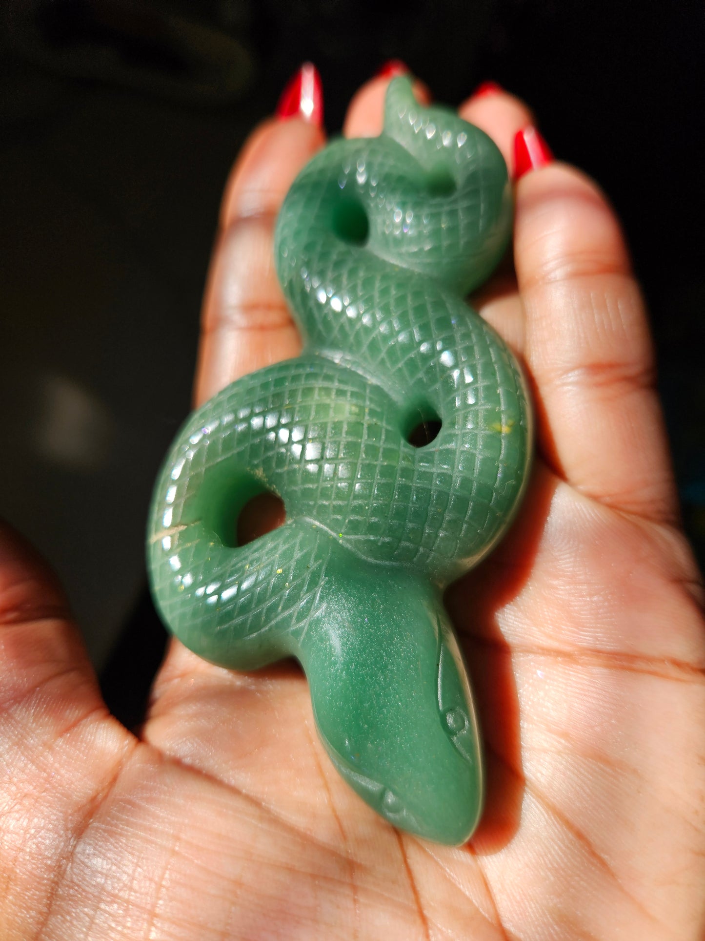 Hand-Carved Crystal Snake