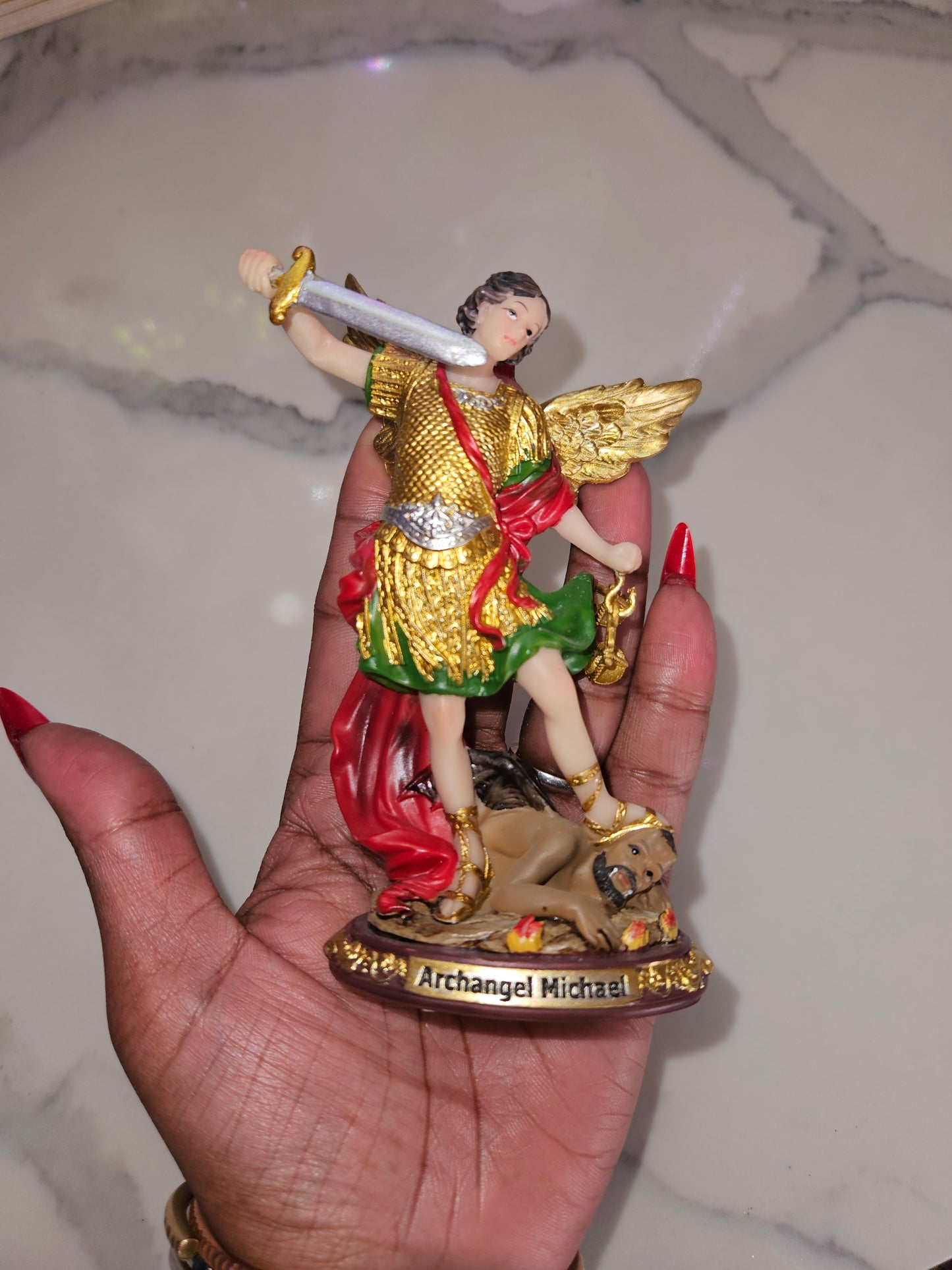 5 " Archangel Saint Michael Statue  (removable scales and sword)