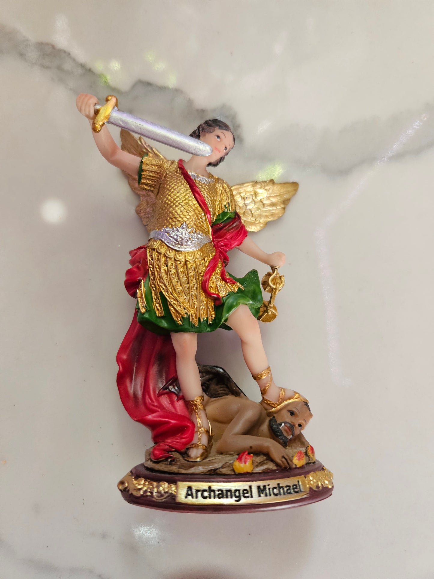 5 " Archangel Saint Michael Statue  (removable scales and sword)