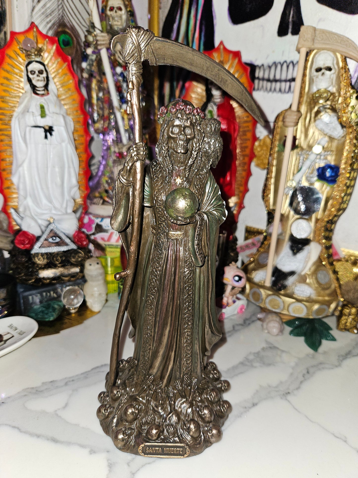 12" Bronze Santa Muerte Statue