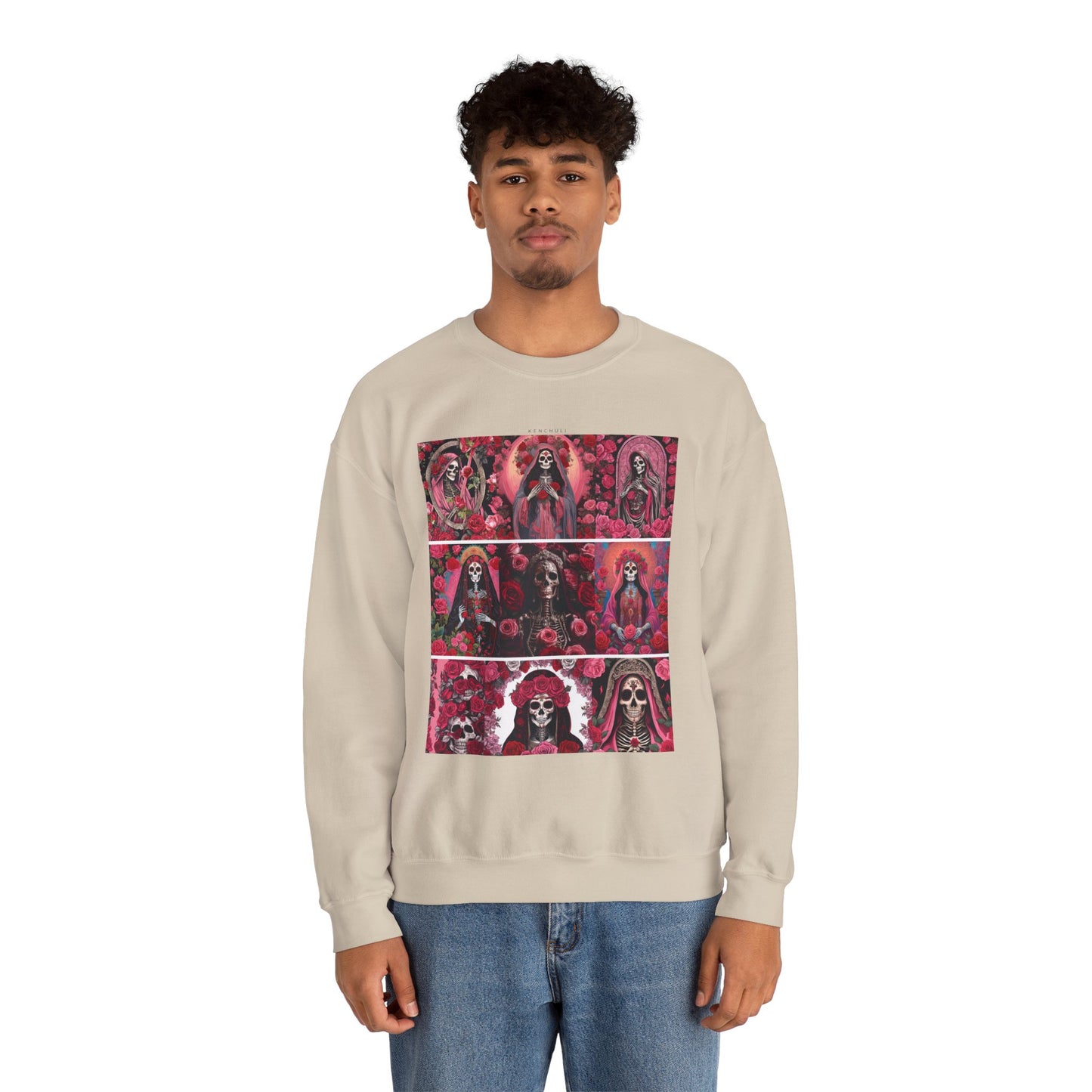 Santa Muerte Flores Crewneck Sweatshirt