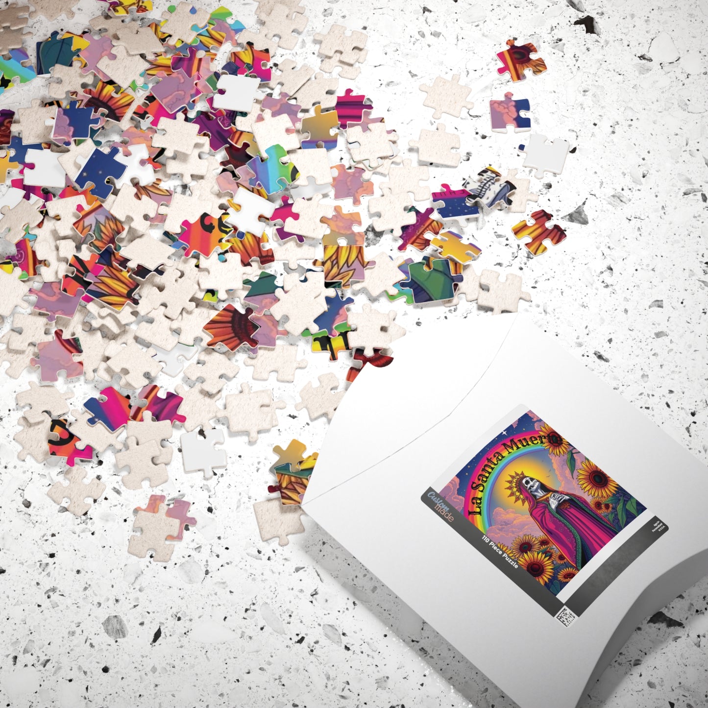 La Santa Muerte Jigsaw Puzzle — Colorful Sunflower Spiritual Art (110/252/520/1014 pcs)