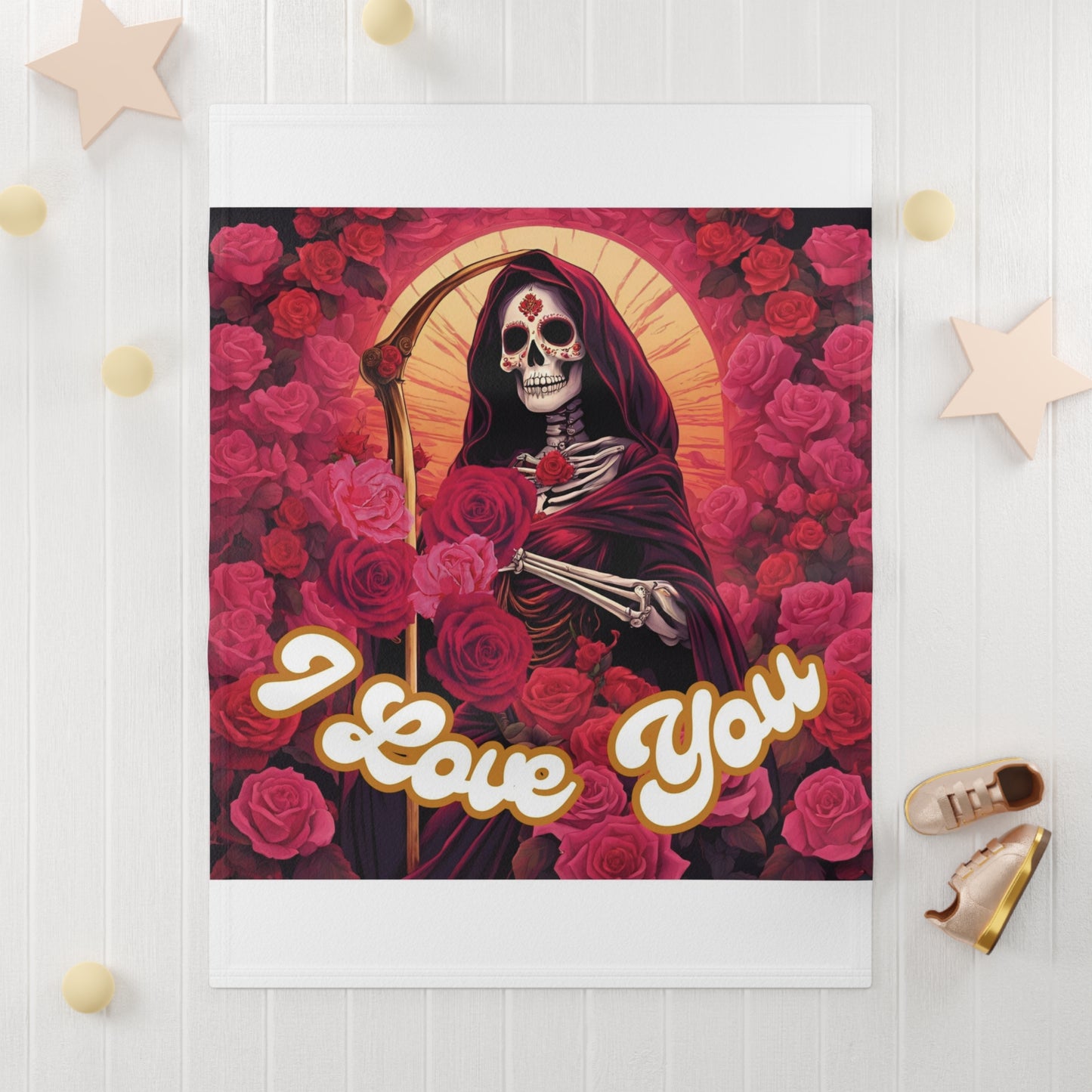 Santa Muerte "I Love You" Baby Soft Fleece Blanket