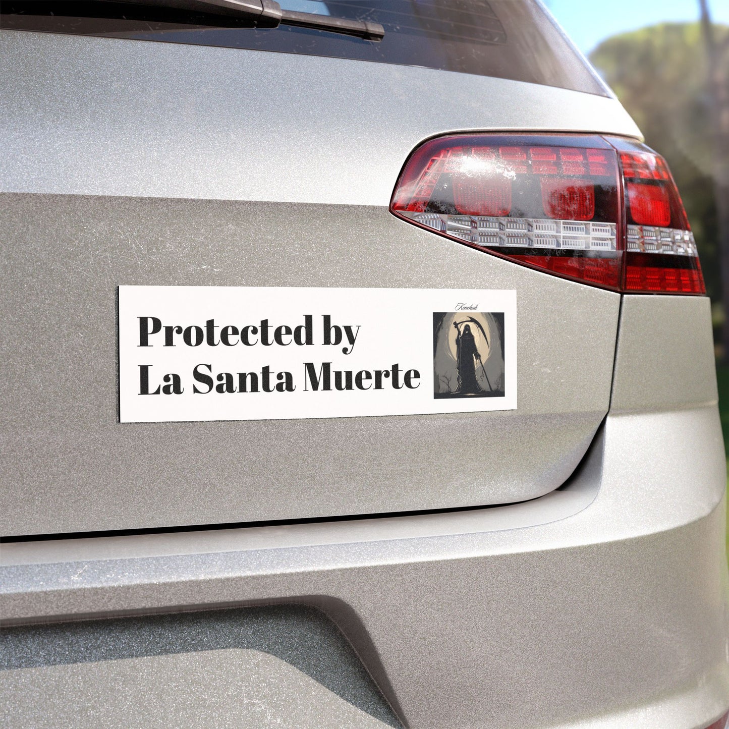 Protected by La Santa Muerte Car Magnet — Protection Vehicle Decal