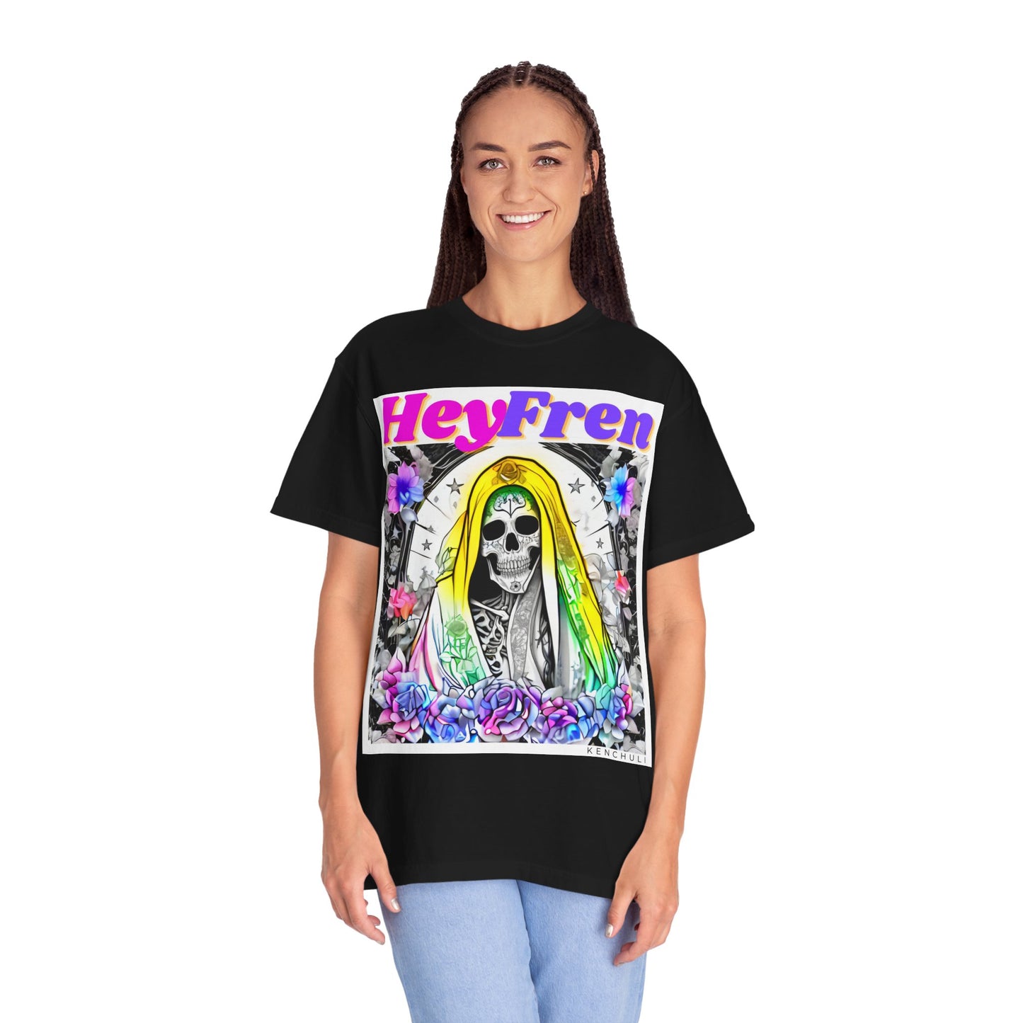 Santa Muerte Hey Fren T-shirt (front Image)