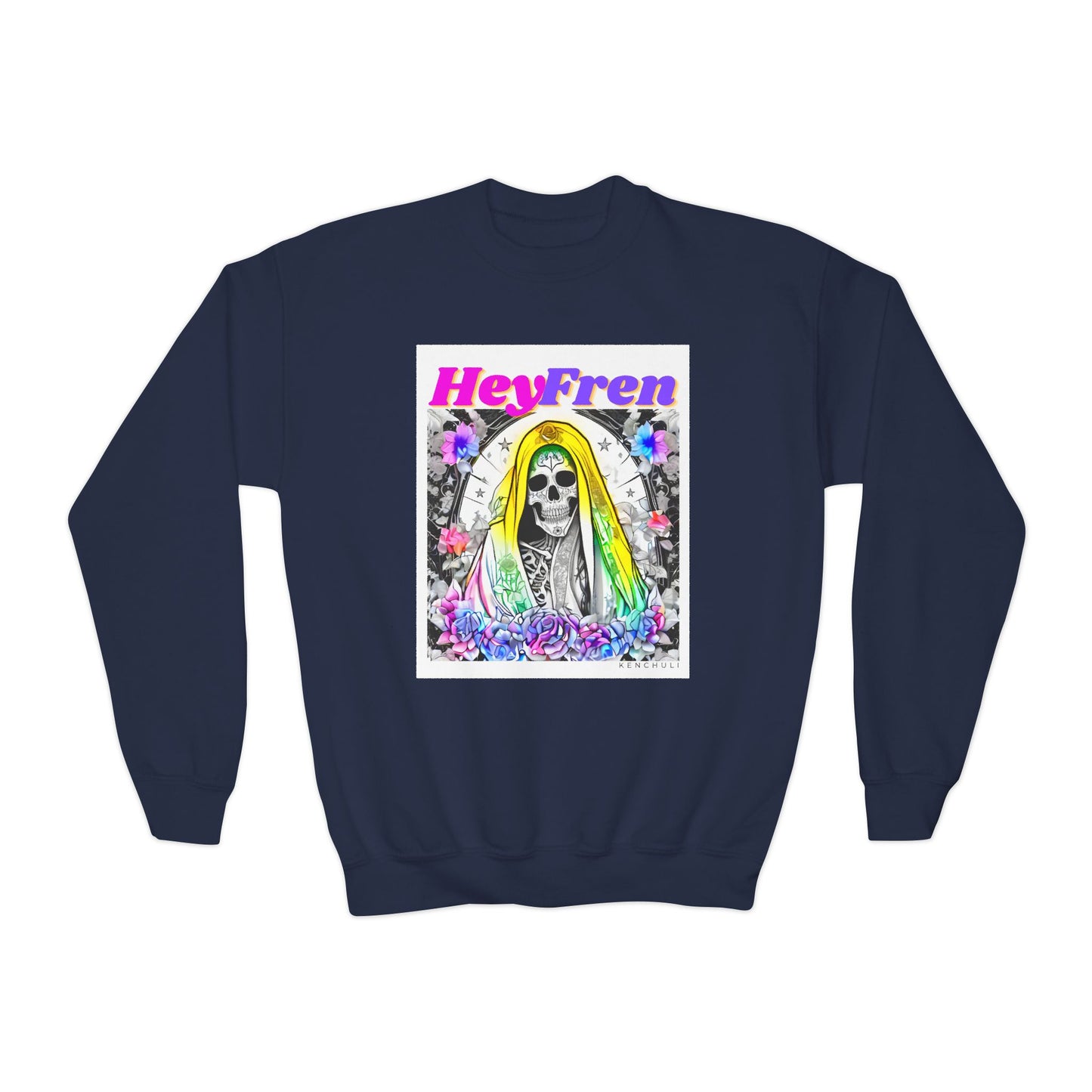Kids "Hey Fren" Santa Muerte Crewneck Sweatshirt
