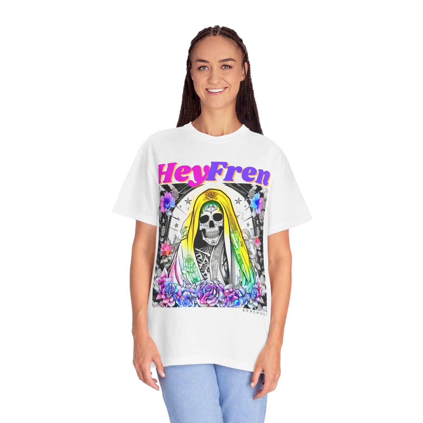 Santa Muerte Hey Fren T-shirt (front Image)