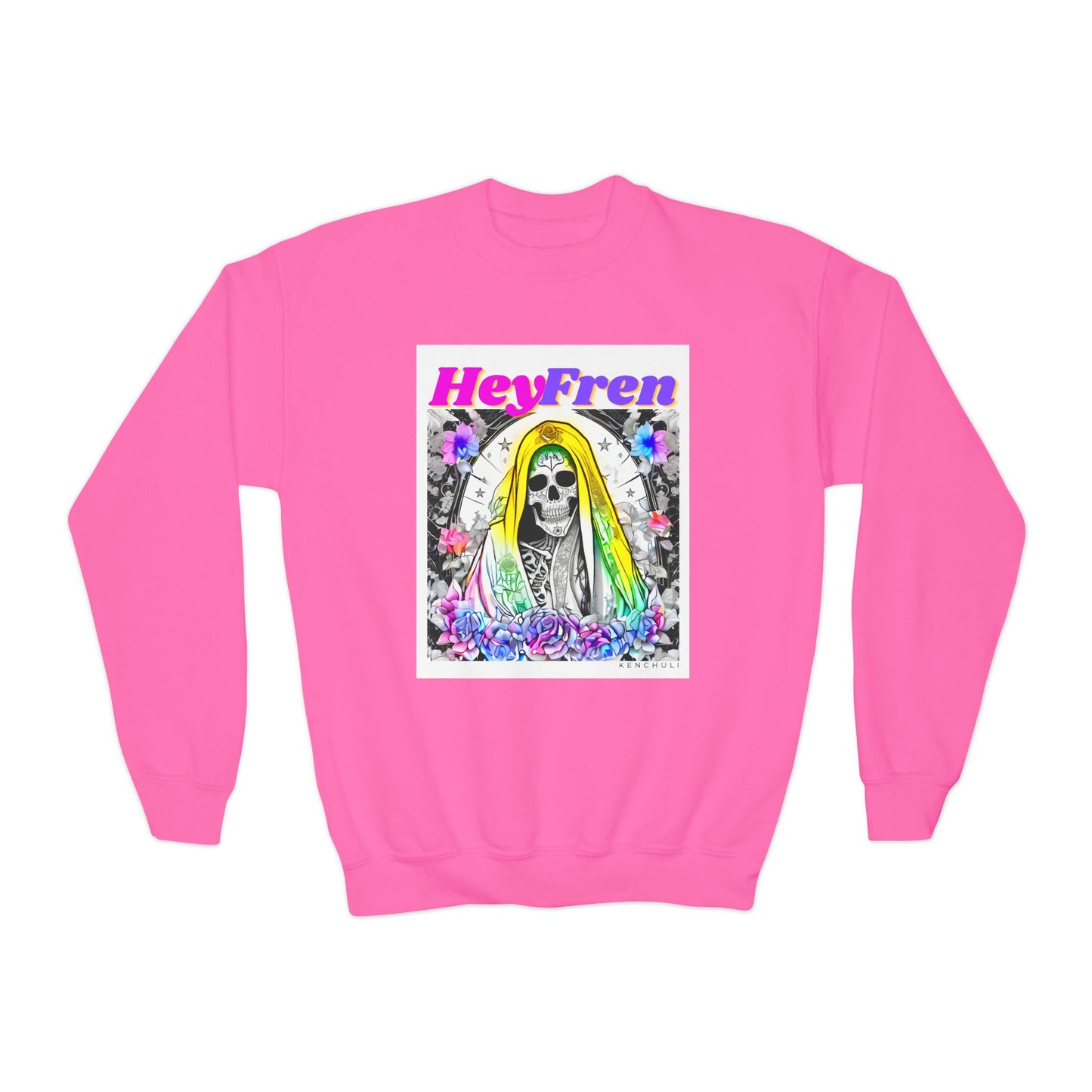 Kids "Hey Fren" Santa Muerte Crewneck Sweatshirt