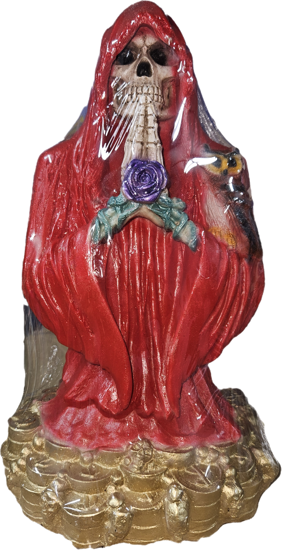 12" Prayer Hands Roja (Red Robe) Santa Muerte Statue