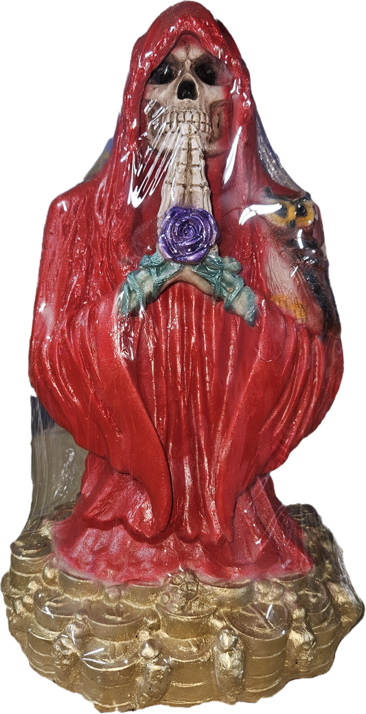 12" Prayer Hands Roja (Red Robe) Santa Muerte Statue