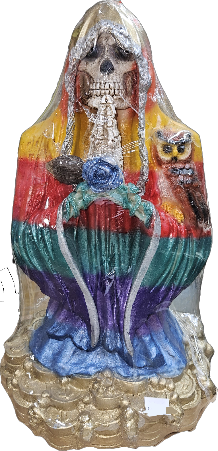 12" Prayer Hands 7 Colores (Rainbow/7Colors Robe) Santa Muerte Statue