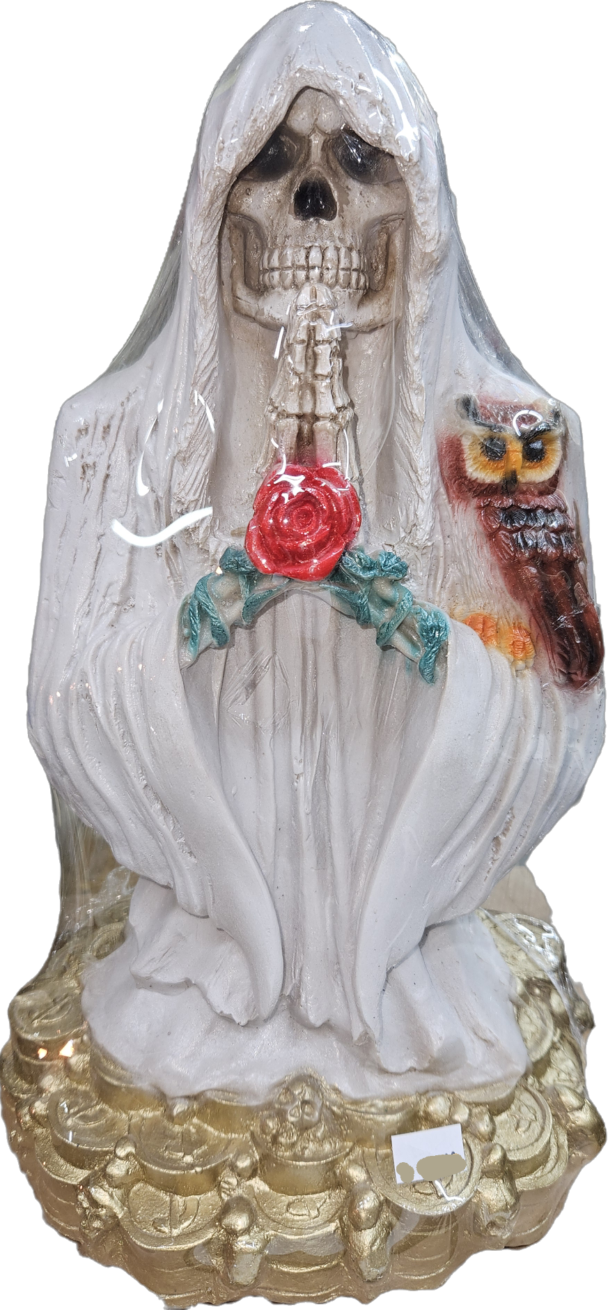 12" Prayer Hands Blanca (White Robe) Santa Muerte Statue